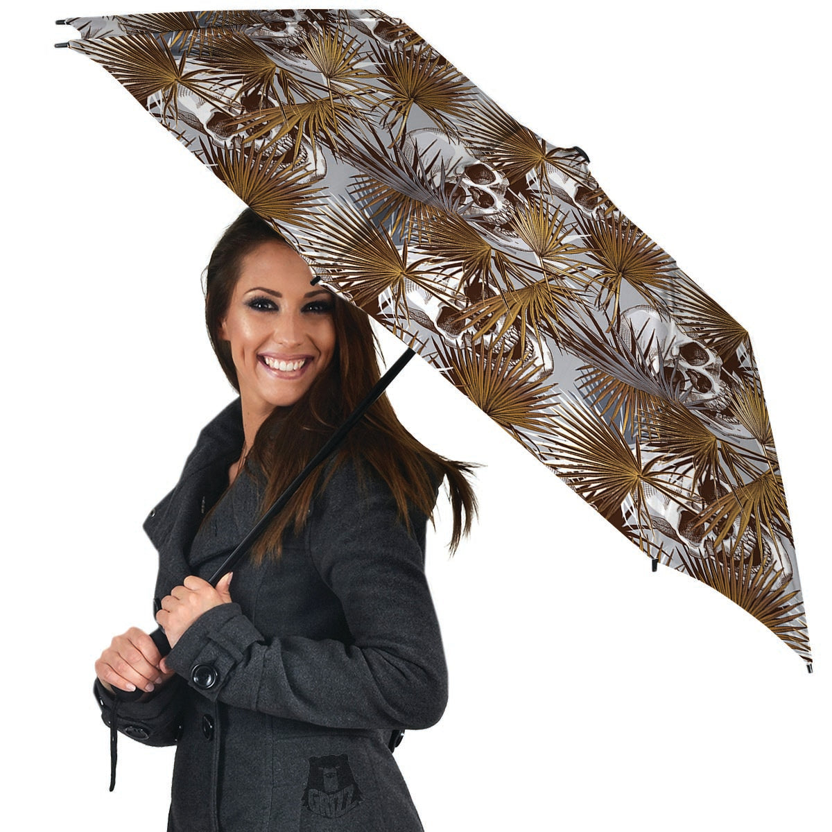 Tropical Leaf Skull Umbrella-grizzshop