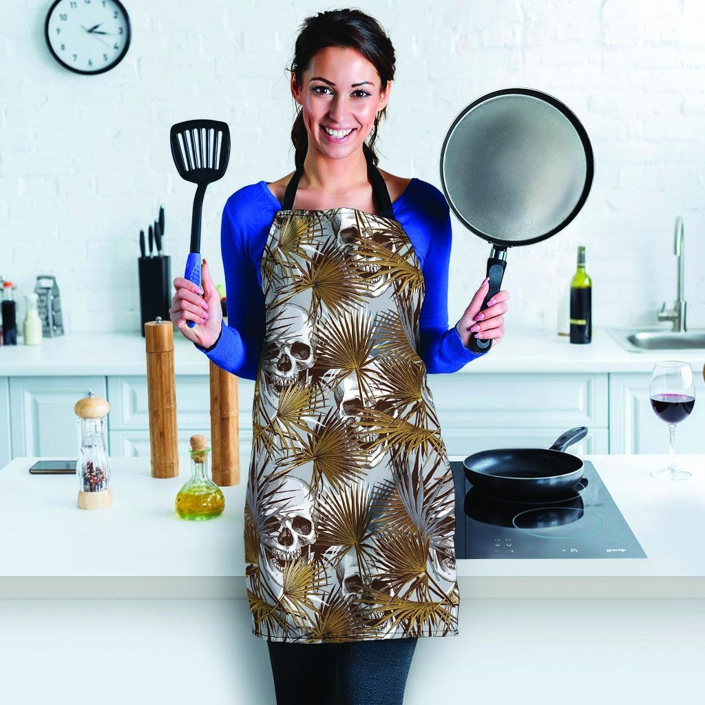 Tropical Leaf Skull Women's Apron-grizzshop