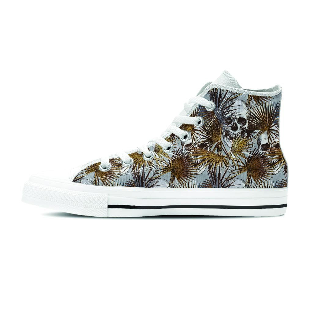 Tropical Leaf Skull Women's High Top Shoes-grizzshop