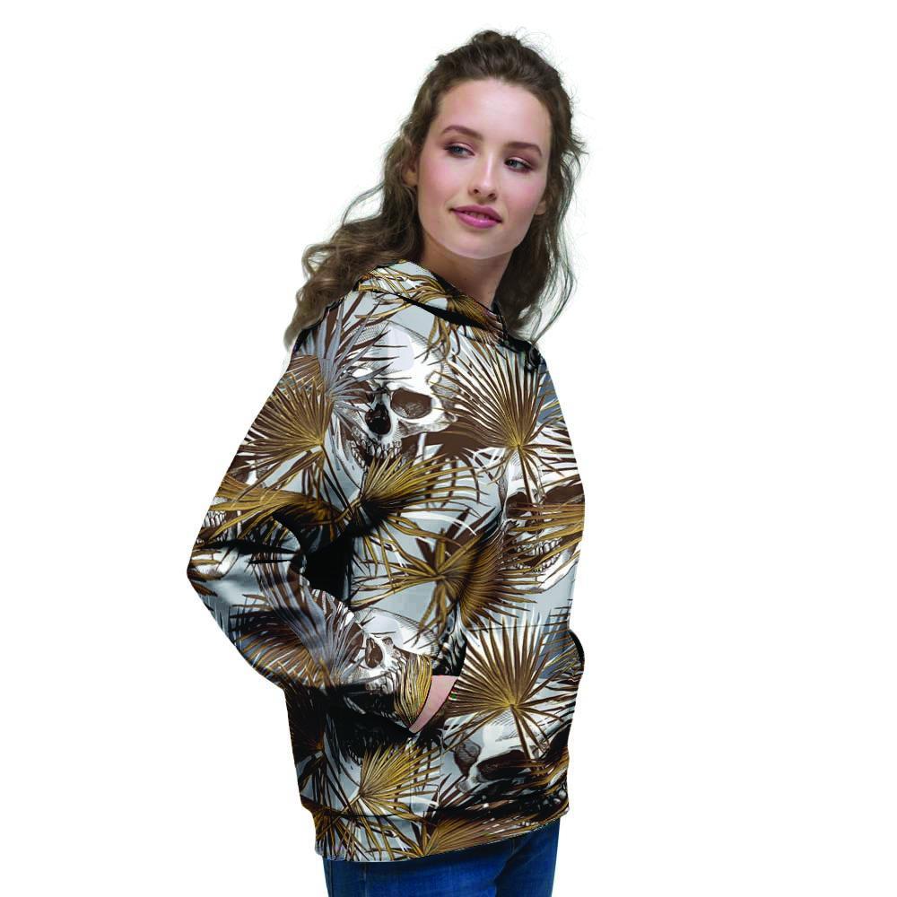 Tropical Leaf Skull Women's Hoodie-grizzshop