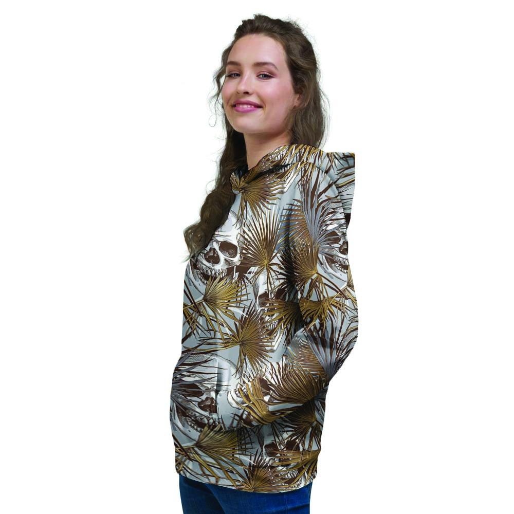 Tropical Leaf Skull Women's Hoodie-grizzshop