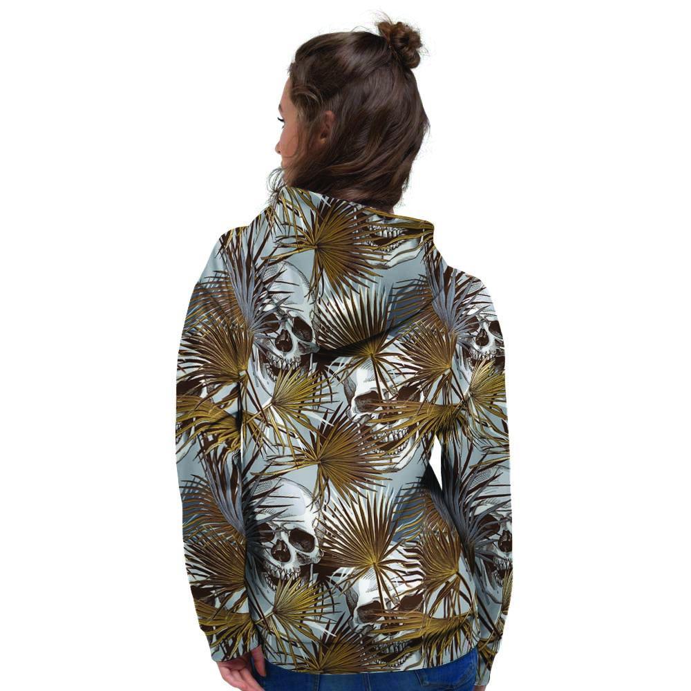 Tropical Leaf Skull Women's Hoodie-grizzshop