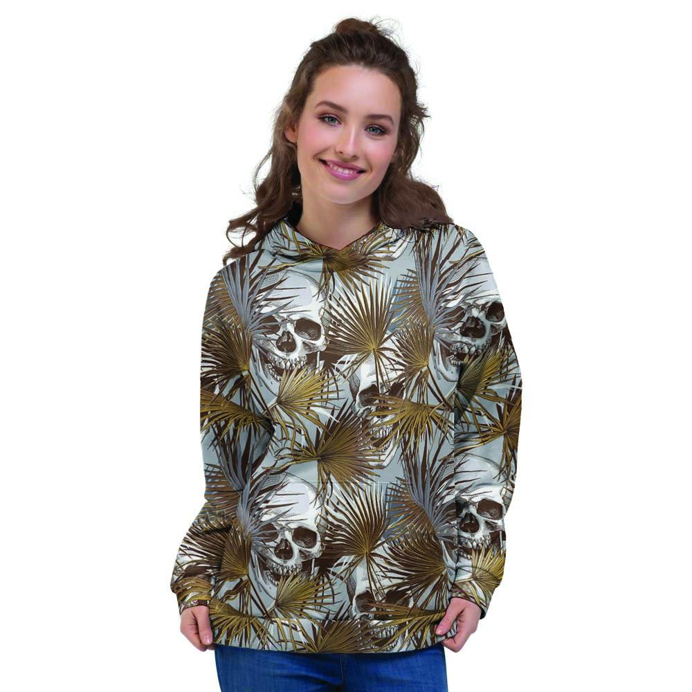 Tropical Leaf Skull Women's Hoodie-grizzshop