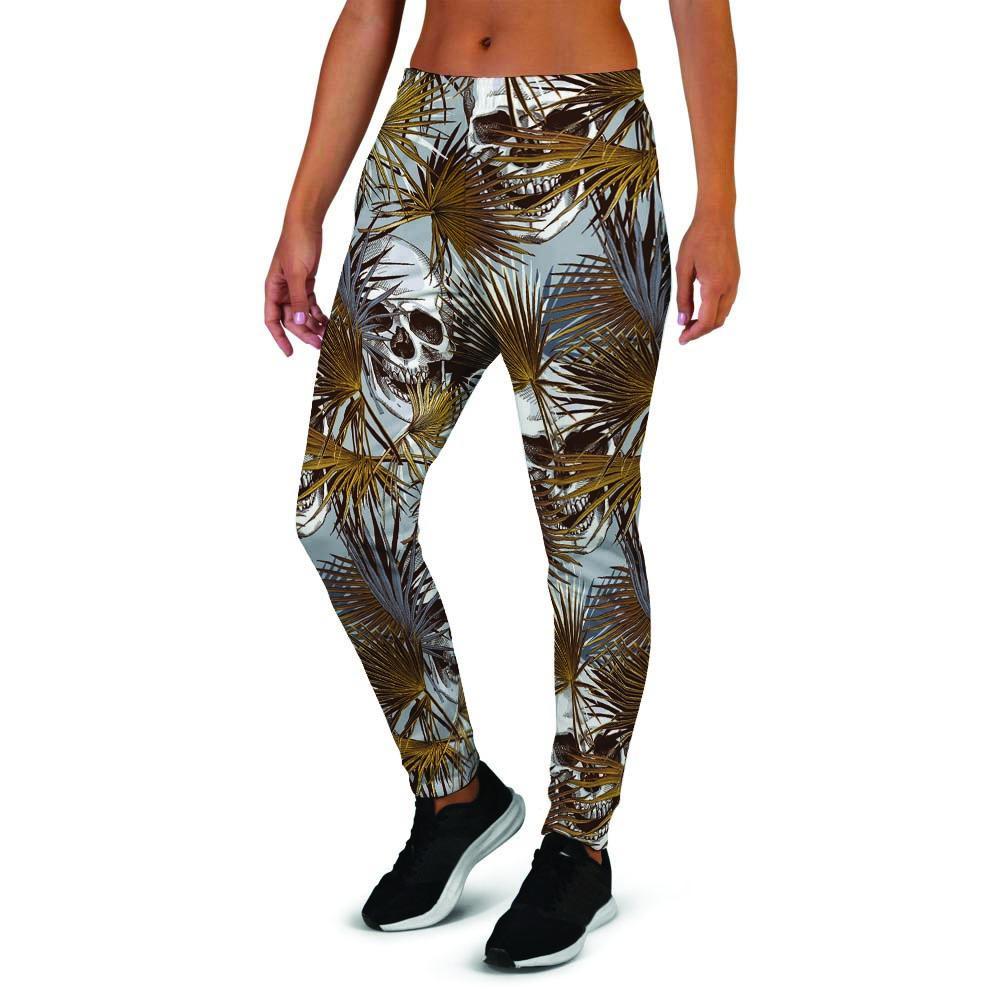 Tropical Leaf Skull Women's Joggers-grizzshop