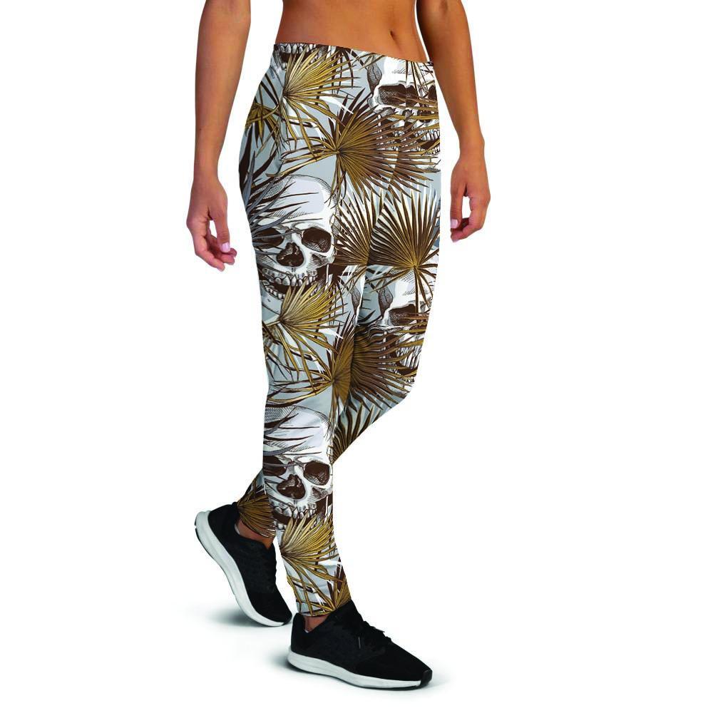 Tropical Leaf Skull Women's Joggers-grizzshop