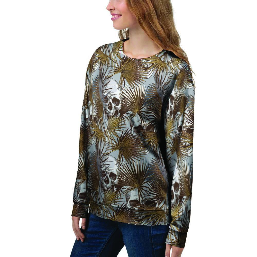 Tropical Leaf Skull Women's Sweatshirt-grizzshop