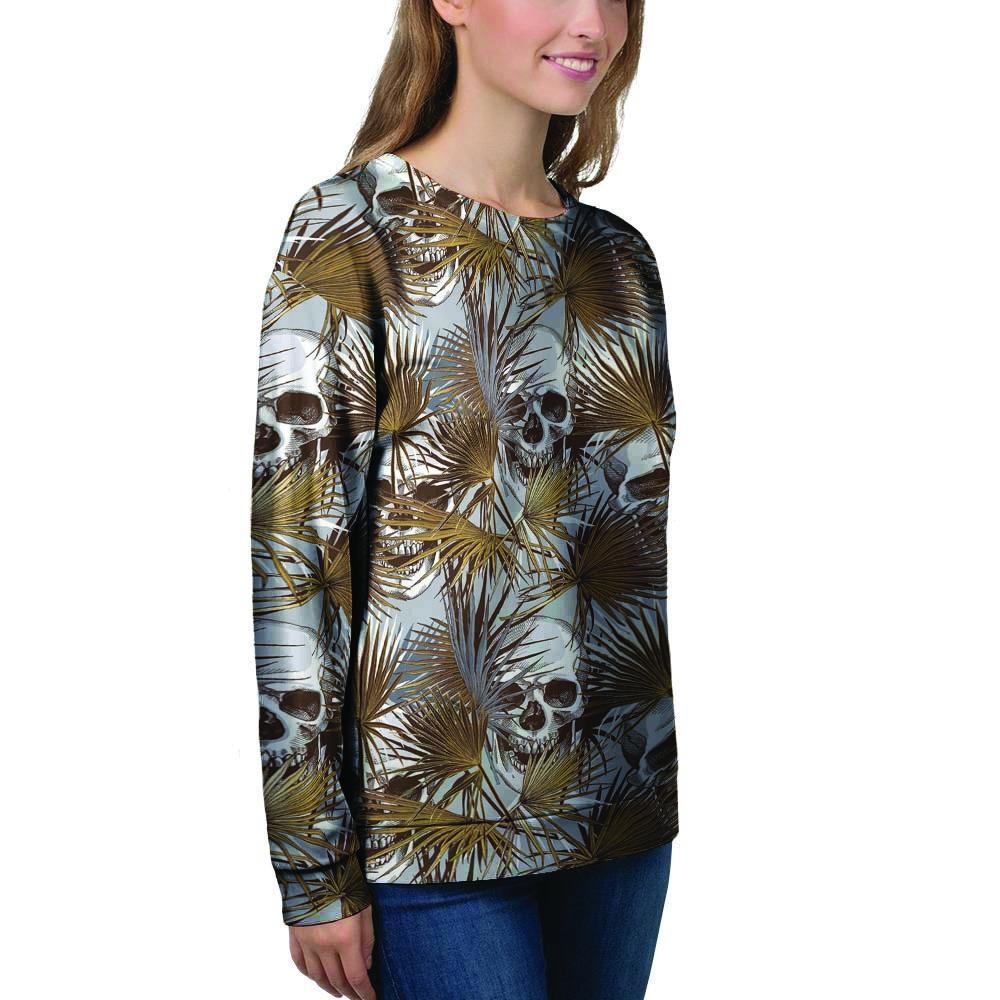 Tropical Leaf Skull Women's Sweatshirt-grizzshop