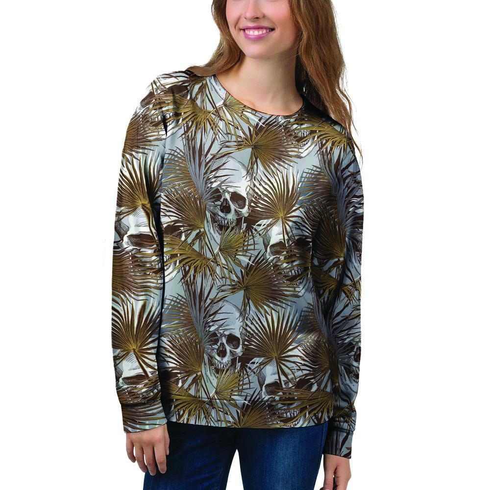 Tropical Leaf Skull Women's Sweatshirt-grizzshop