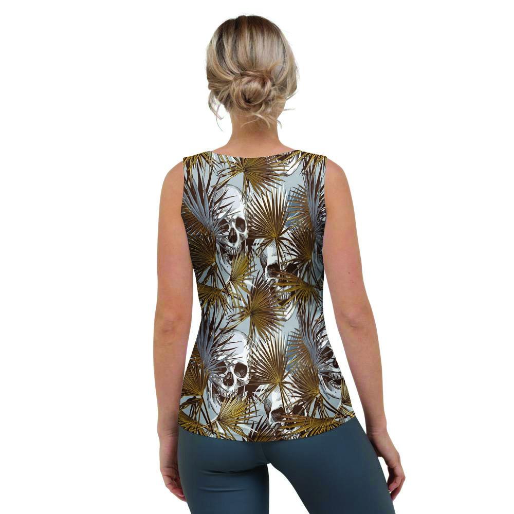 Tropical Leaf Skull Women's Tank Top-grizzshop