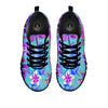 Tropical Leaf Teal And Purple Print Black Sneaker-grizzshop