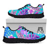 Tropical Leaf Teal And Purple Print Black Sneaker-grizzshop