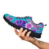 Tropical Leaf Teal And Purple Print Black Sneaker-grizzshop