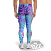 Tropical Leaf Teal And Purple Print Men's Leggings-grizzshop