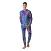 Tropical Leaf Teal And Purple Print Men's Pajamas-grizzshop