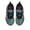 Tropical Leaf Teal Print Pattern Black Sneaker-grizzshop