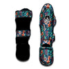 Tropical Leaf Teal Print Pattern Muay Thai Shin Guards-grizzshop