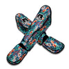 Tropical Leaf Teal Print Pattern Muay Thai Shin Guards-grizzshop