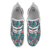 Tropical Leaf Teal Print Pattern White Athletic Shoes-grizzshop