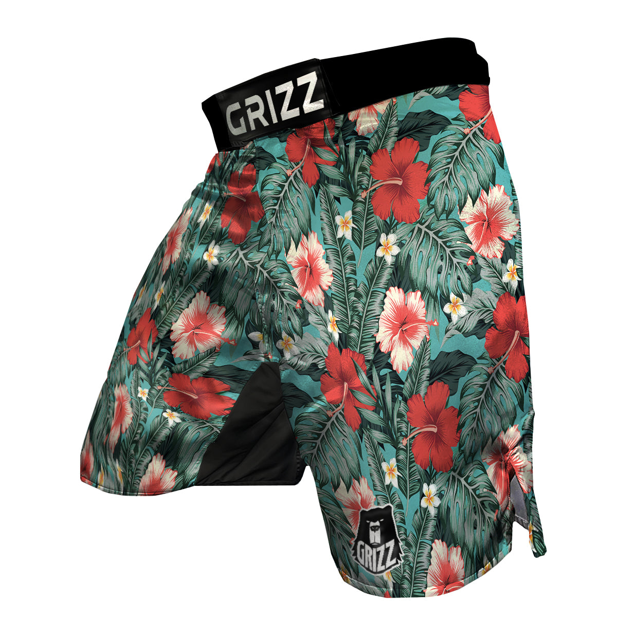 Tropical Leaf Turquoise Print Pattern MMA Shorts-grizzshop