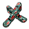 Tropical Leaf Turquoise Print Pattern Muay Thai Shin Guards-grizzshop