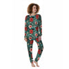 Tropical Leaf Turquoise Print Pattern Women's Pajamas-grizzshop