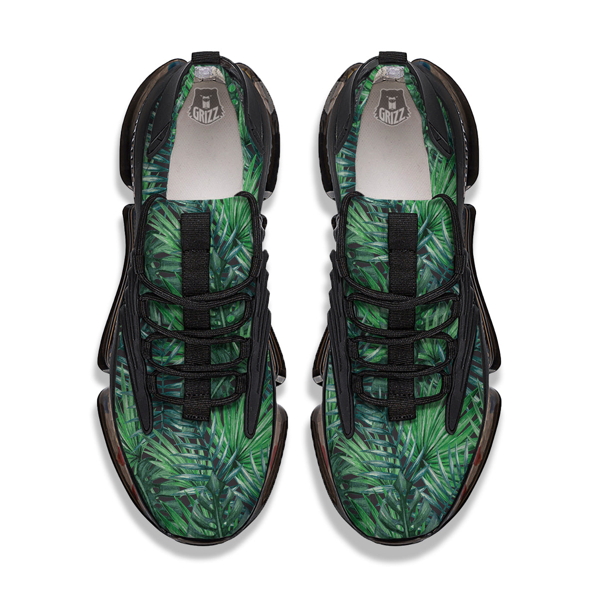 Tropical Leaf Watercolor Print Pattern Black Gym Shoes-grizzshop