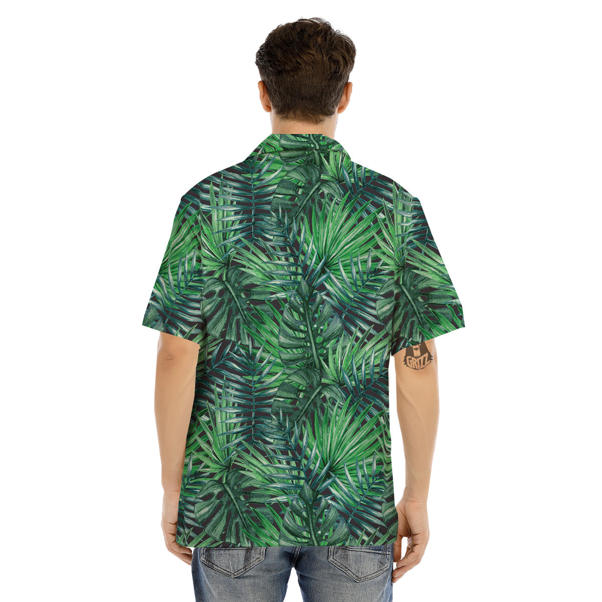 Tropical Leaf Watercolor Print Pattern Men's Hawaiian Shirt-grizzshop