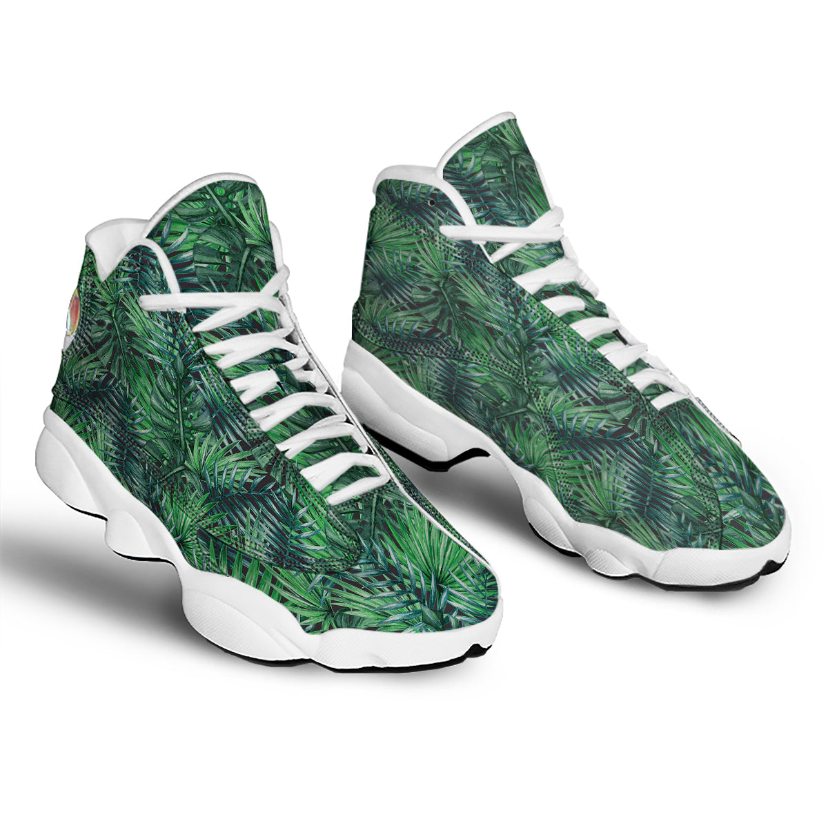 Tropical Leaf Watercolor Print Pattern White Basketball Shoes-grizzshop