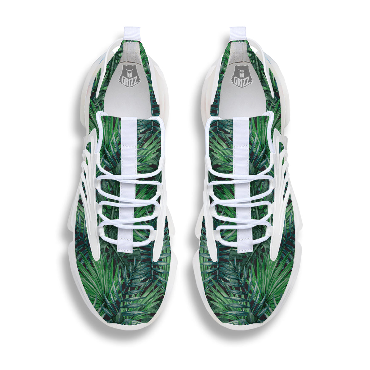 Tropical Leaf Watercolor Print Pattern White Gym Shoes-grizzshop