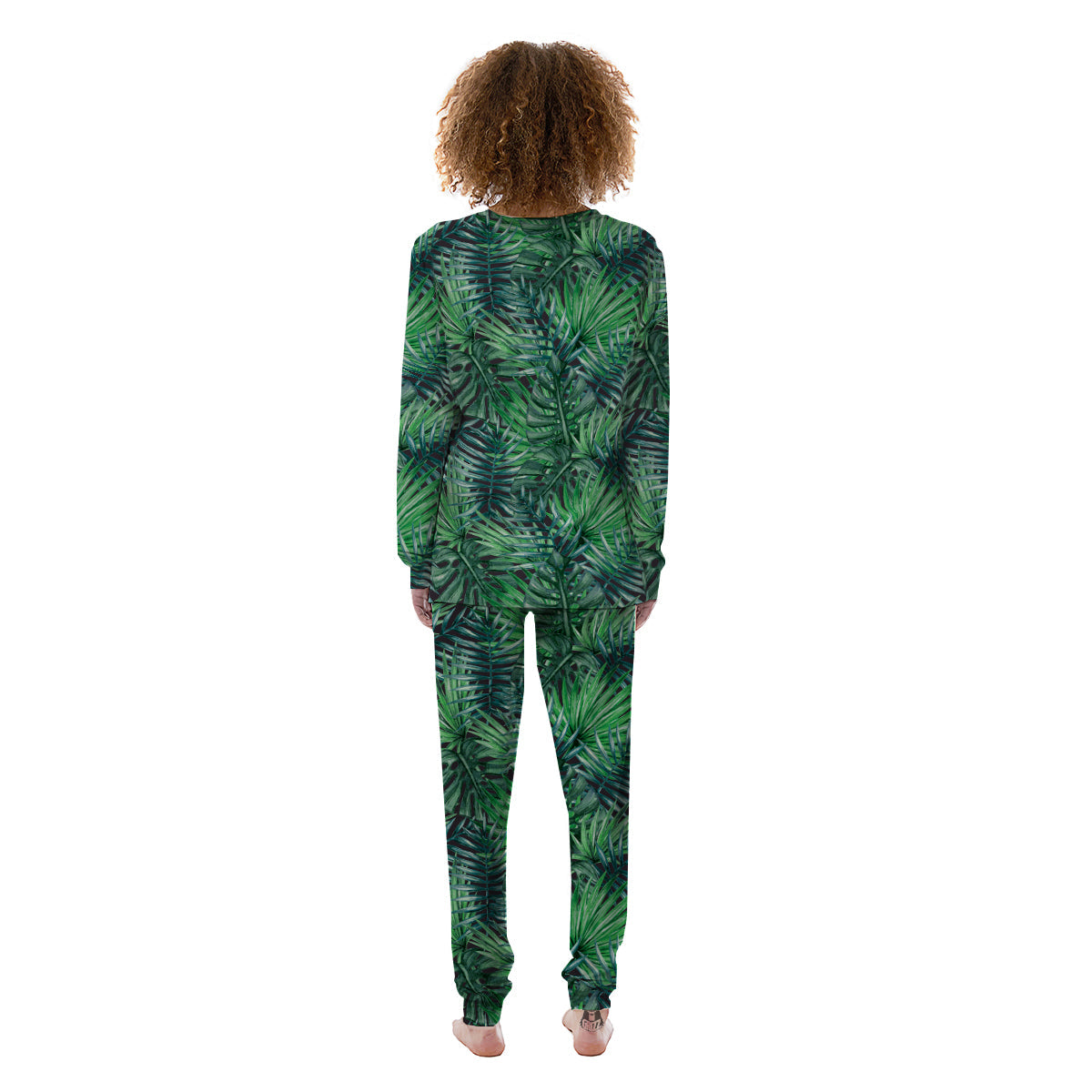 Tropical Leaf Watercolor Print Pattern Women's Pajamas-grizzshop