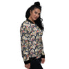 Tropical Leaves Blossom Print Pattern Women's Bomber Jacket-grizzshop