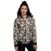 Tropical Leaves Blossom Print Pattern Women's Bomber Jacket-grizzshop