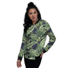 Tropical Leaves Blue Print Women's Bomber Jacket-grizzshop