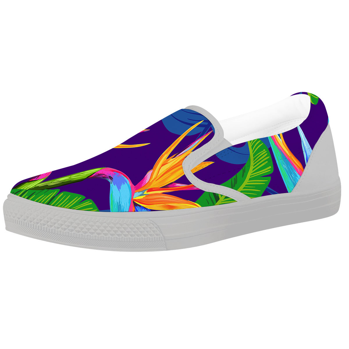 Tropical Leaves Colorful Print Pattern Colorful White Slip On Shoes-grizzshop