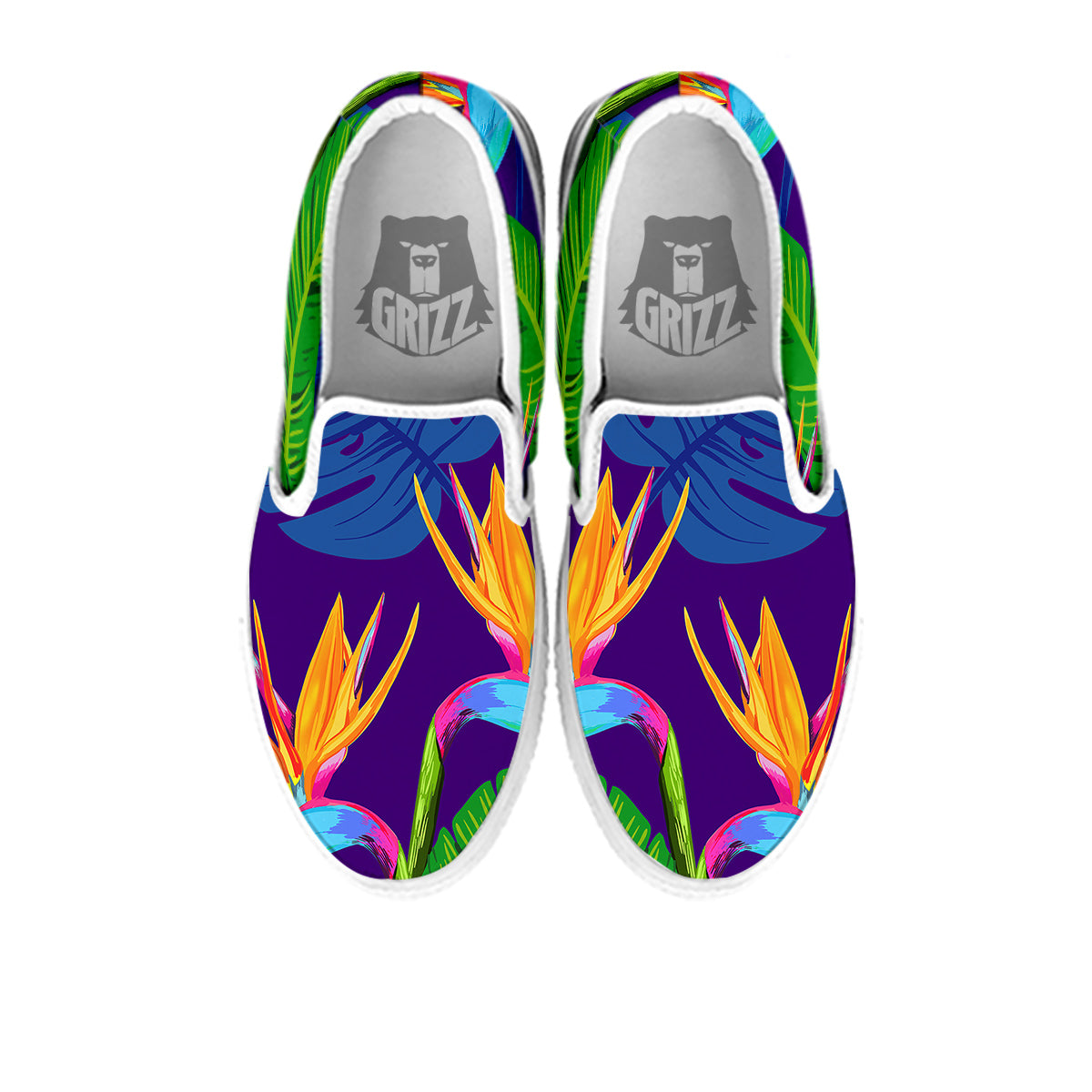 Tropical Leaves Colorful Print Pattern Colorful White Slip On Shoes-grizzshop