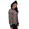 Tropical Leaves Exotic Bird Aztec Print Pattern Women's Bomber Jacket-grizzshop