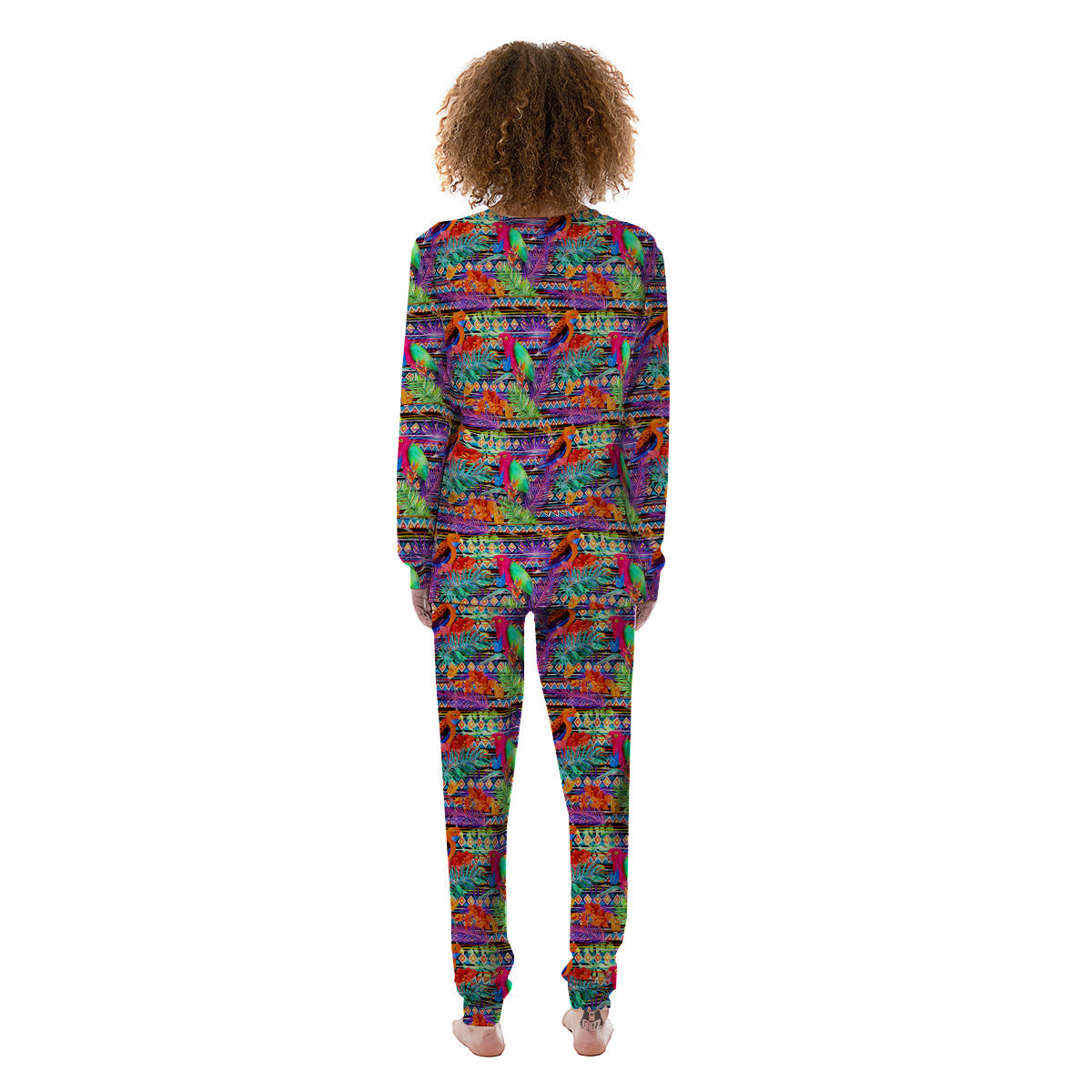 Tropical Leaves Exotic Bird Aztec Print Pattern Women's Pajamas-grizzshop