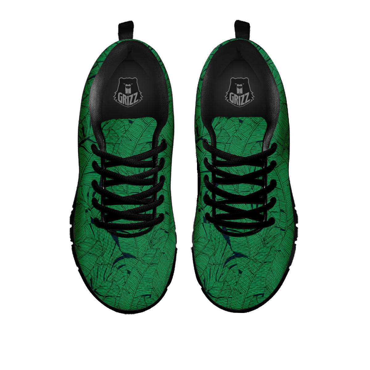 Tropical Leaves Green Print Pattern Black Sneaker-grizzshop