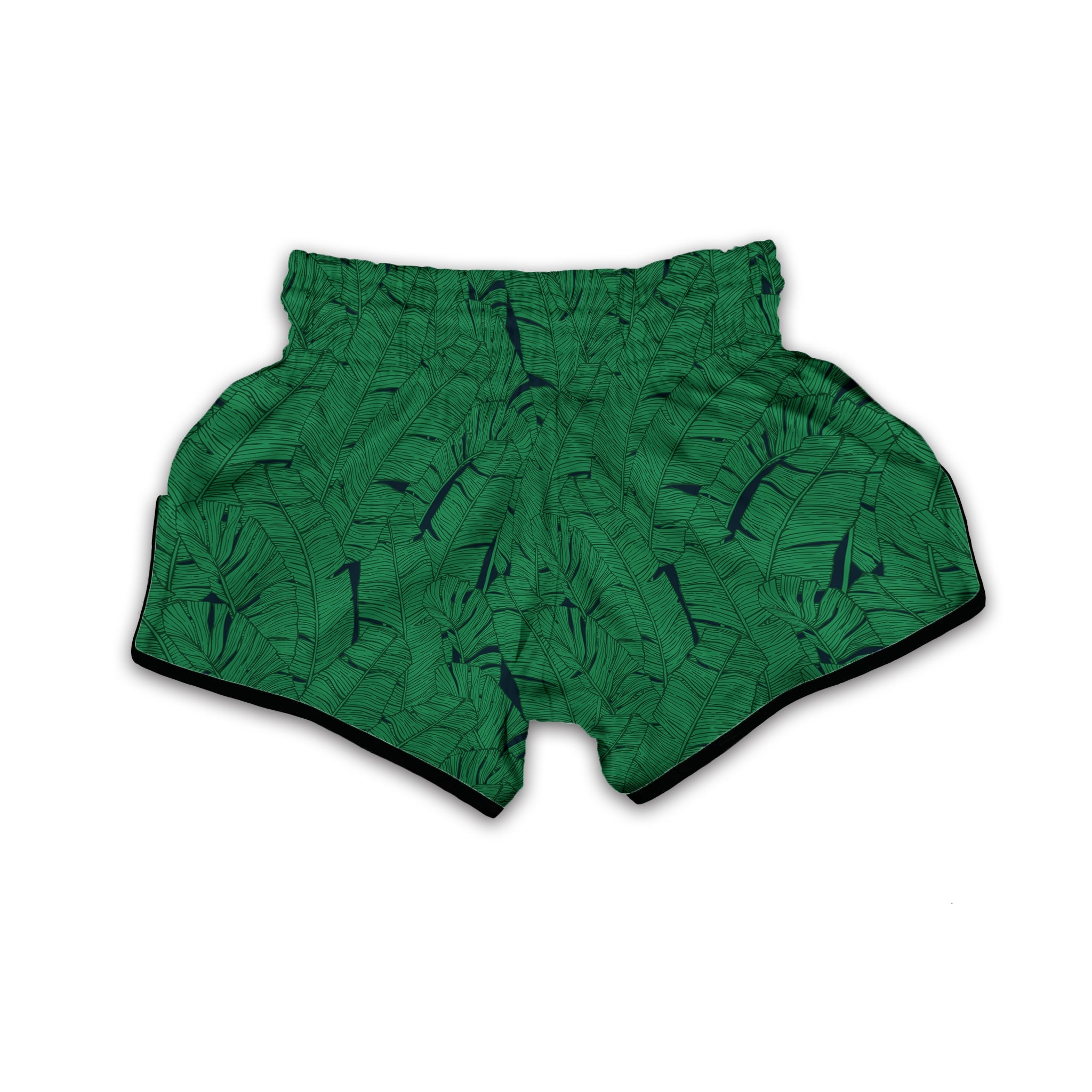 Tropical Leaves Green Print Pattern Muay Thai Boxing Shorts-grizzshop