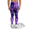 Tropical Leaves Purple Print Men's Leggings-grizzshop