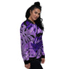 Tropical Leaves Purple Print Women's Bomber Jacket-grizzshop