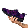 Tropical Leaves Violet Print Pattern Black Sneaker-grizzshop