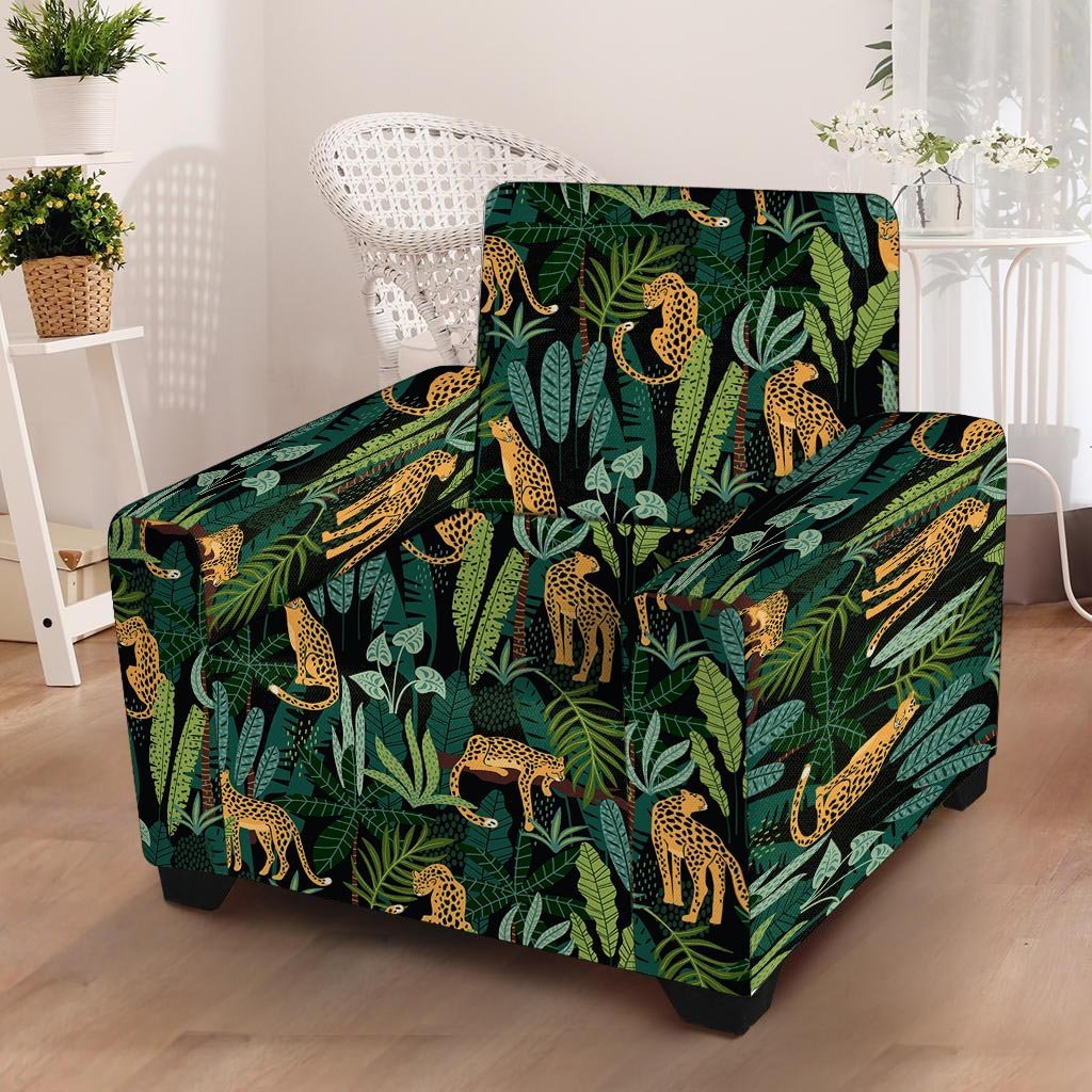 Tropical Leopard Hawaiian Print Armchair Cover-grizzshop