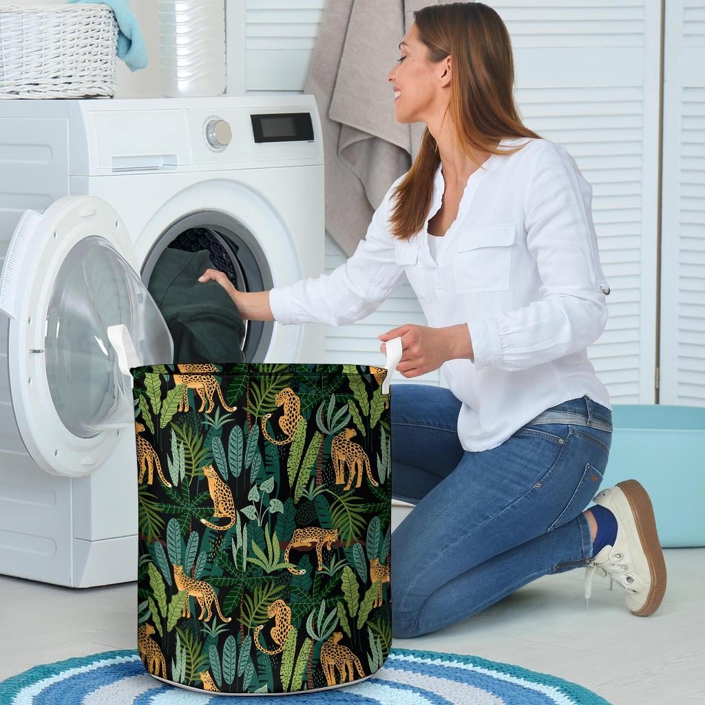 Tropical Leopard Hawaiian Print Laundry Basket-grizzshop