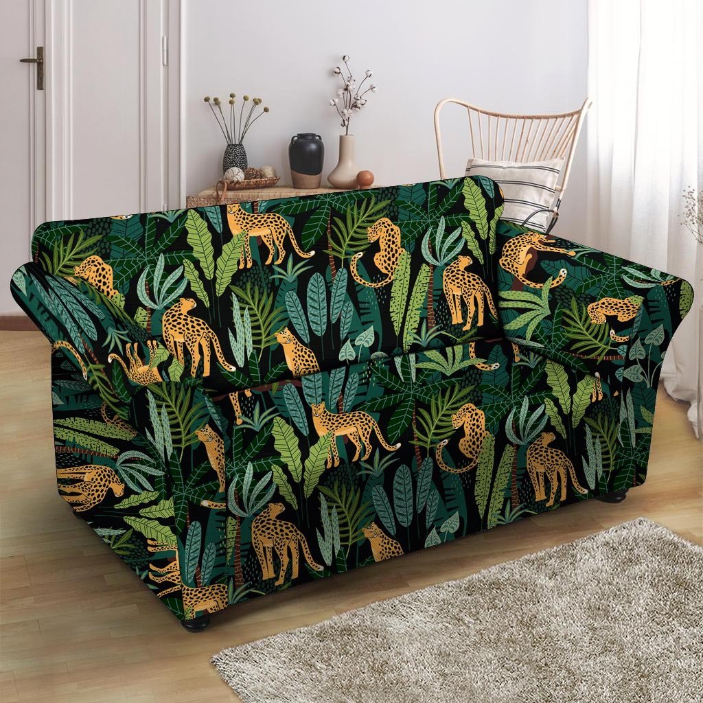 Tropical Leopard Hawaiian Print Loveseat Cover-grizzshop