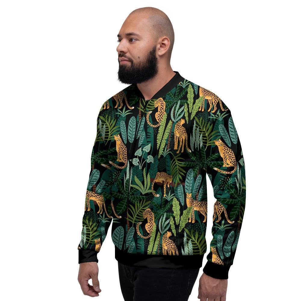 Tropical Leopard Hawaiian Print Men's Bomber Jacket-grizzshop