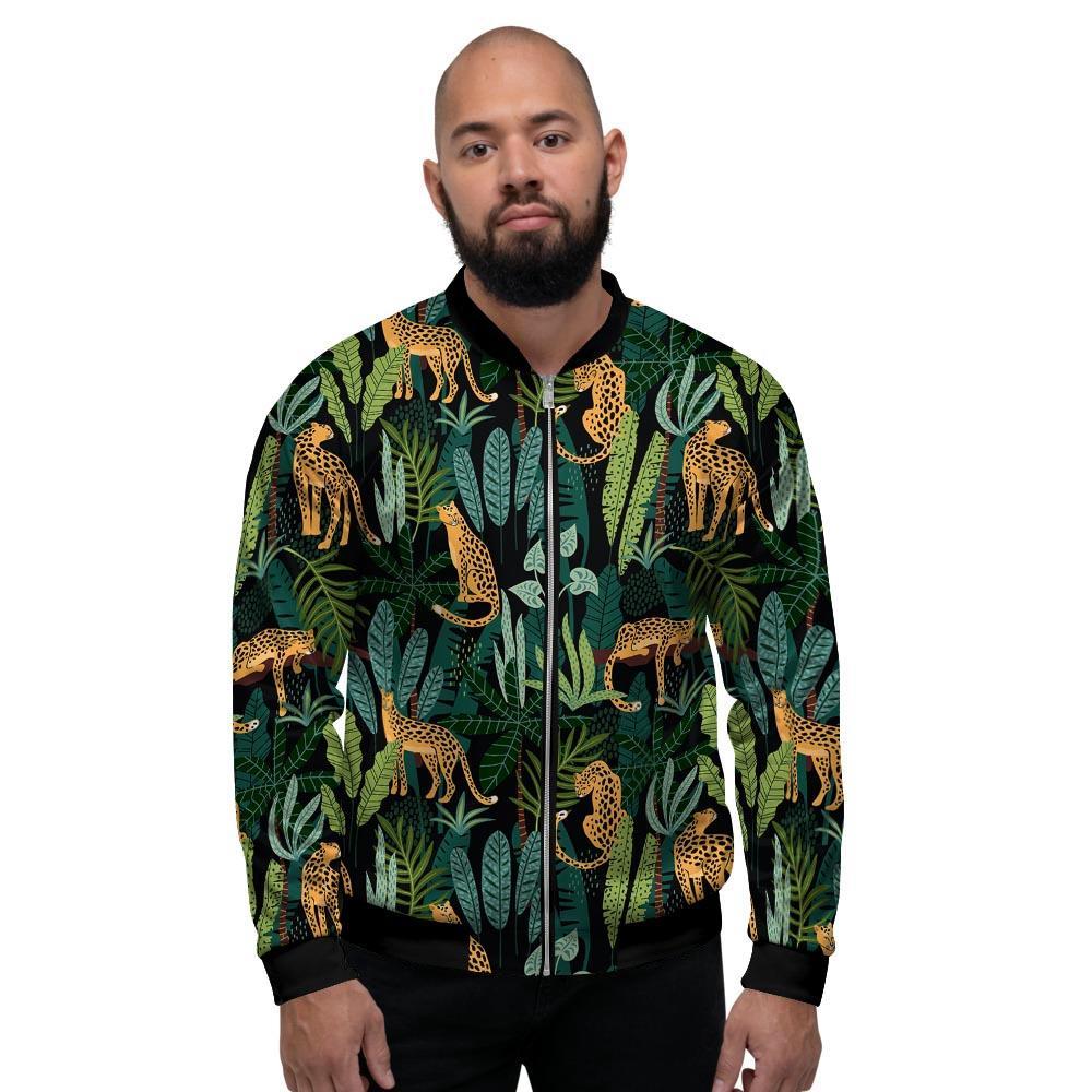 Tropical Leopard Hawaiian Print Men's Bomber Jacket-grizzshop