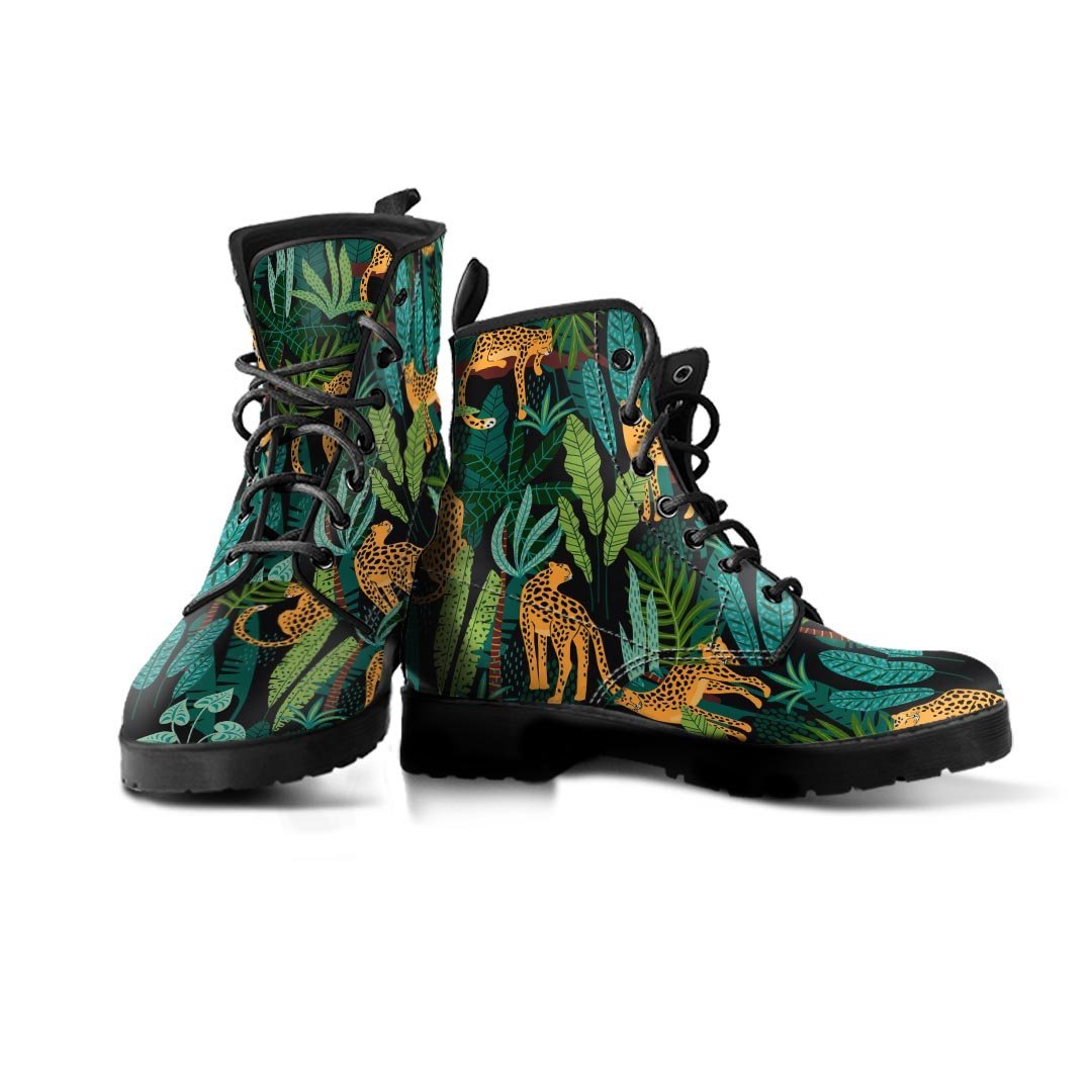 Tropical Leopard Hawaiian Print Men's Boots-grizzshop