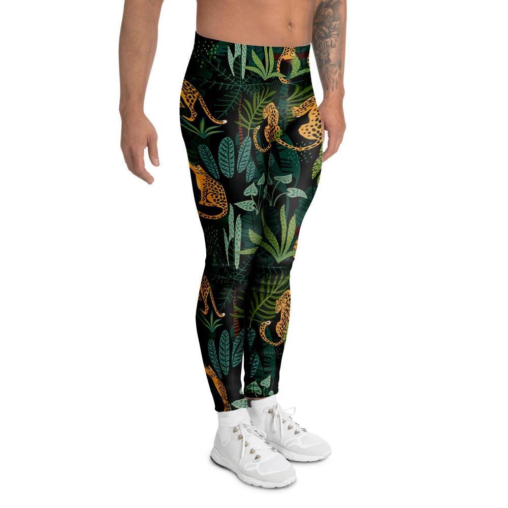 Tropical Leopard Hawaiian Print Men's Leggings-grizzshop