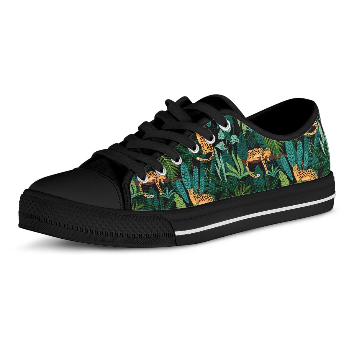 Tropical Leopard Hawaiian Print Men's Low Top Shoes-grizzshop